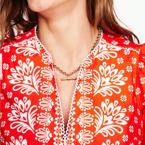 Boden Violet Cotton Midi Dress Firecracker Red, Palm Flora 4 - Picture 4 of 12